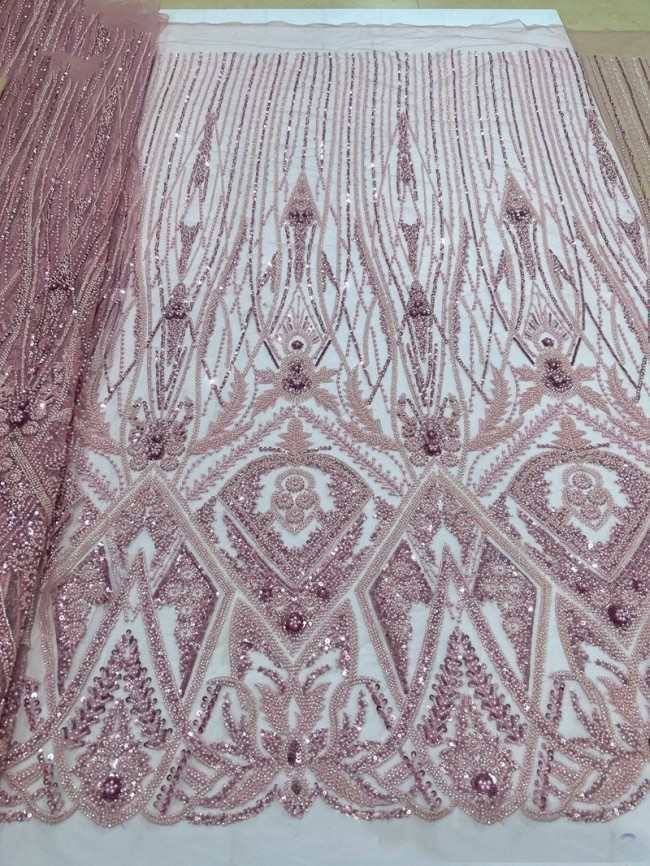 5 Yards Colorful Sequins Pearls Beaded Embroidered 3D Floral Lace Material Fabric For Dresses ML026