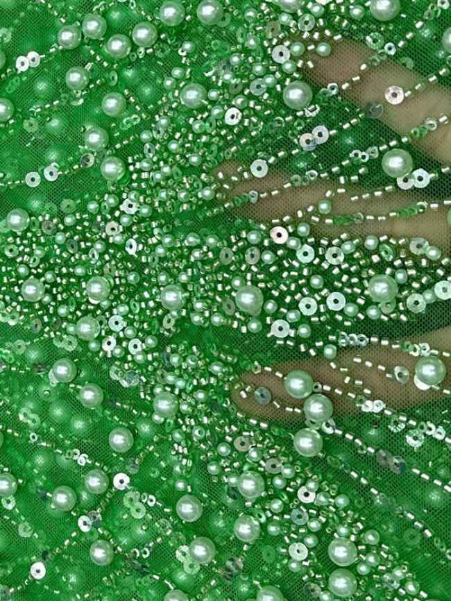5 Yards Colorful Sequins Pearls Beaded Embroidered 3D Floral Lace Material Fabric For Dresses ML028