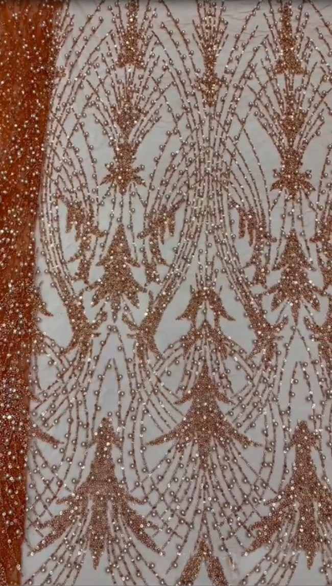5 Yards Colorful Sequins Pearls Beaded Embroidered 3D Floral Lace Material Fabric For Dresses ML028