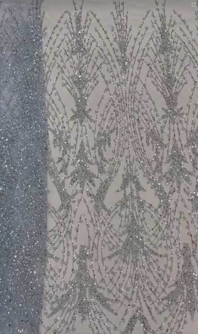5 Yards Colorful Sequins Pearls Beaded Embroidered 3D Floral Lace Material Fabric For Dresses ML028