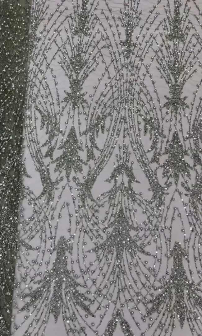 5 Yards Colorful Sequins Pearls Beaded Embroidered 3D Floral Lace Material Fabric For Dresses ML028