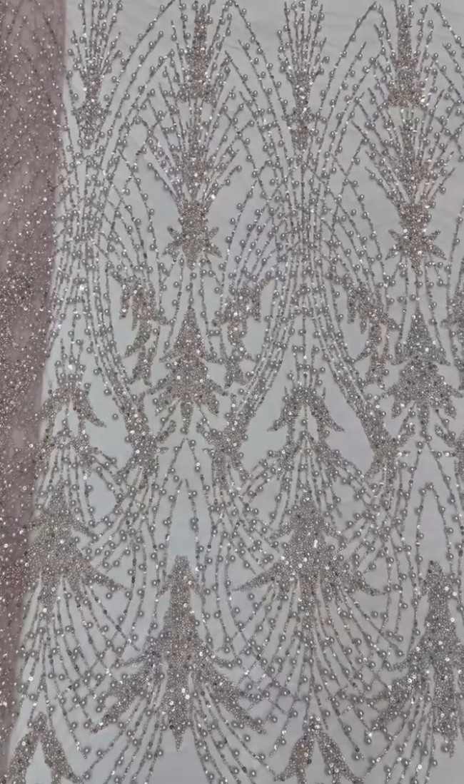 5 Yards Colorful Sequins Pearls Beaded Embroidered 3D Floral Lace Material Fabric For Dresses ML028
