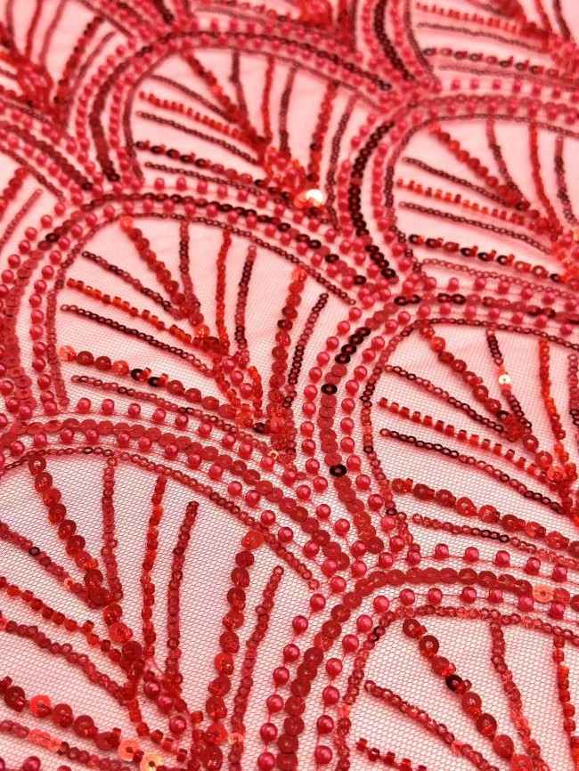 5 Yards Colorful Sequins Pearls Beaded Embroidered 3D Floral Lace Material Fabric For Dresses HN115
