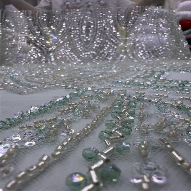 5 Yards Luxury Heavy Beaded Lace Material Fabric