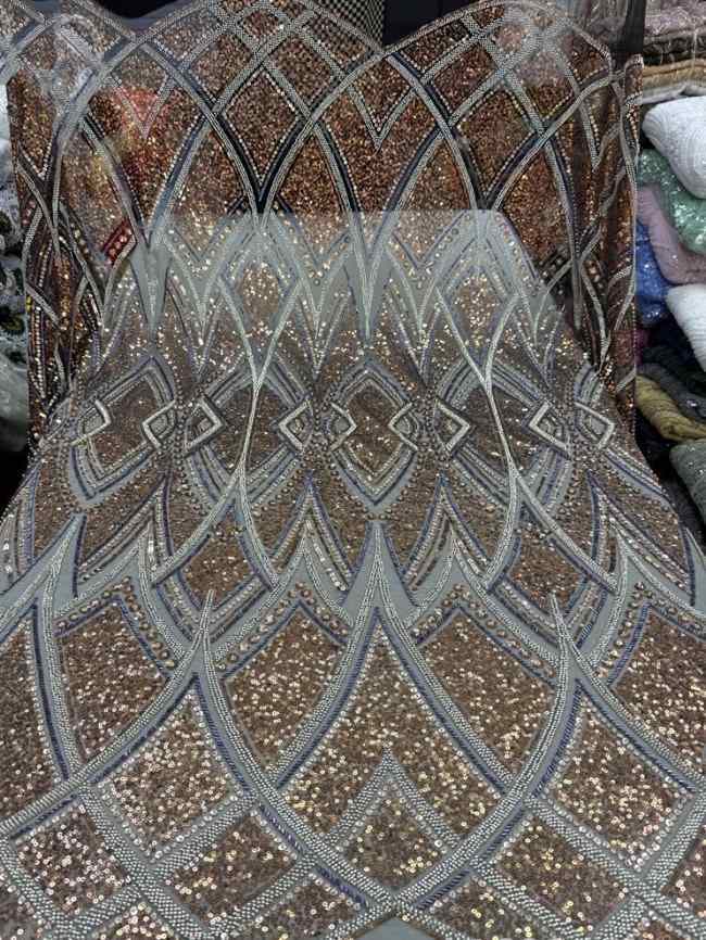 5 Yards Beaded Lace Material Fabric For Dresses