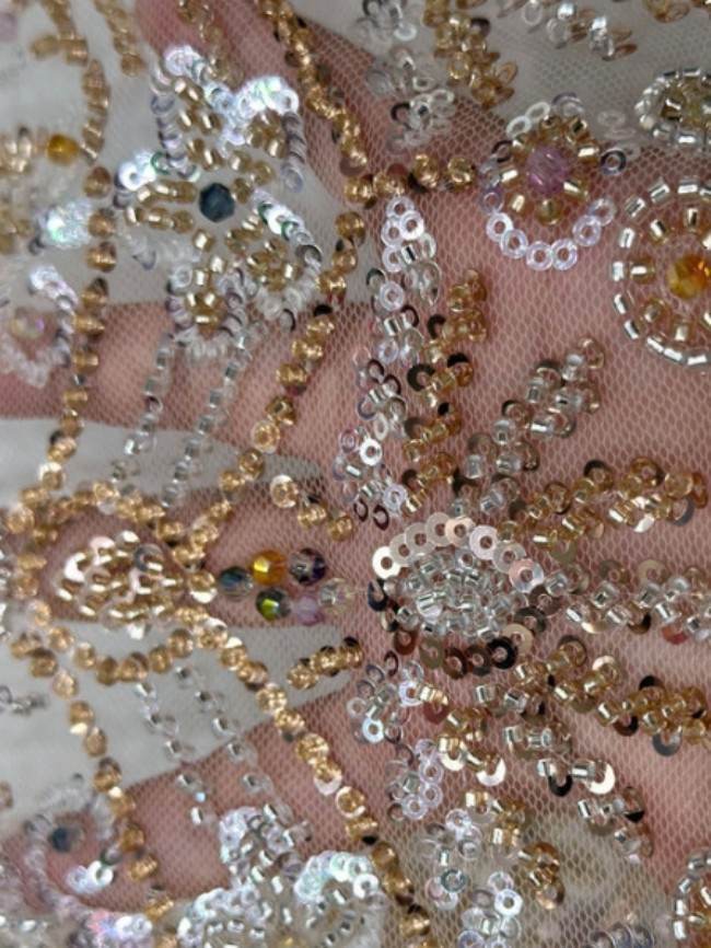 5 Yards Beaded Lace Material Fabric For Dresses