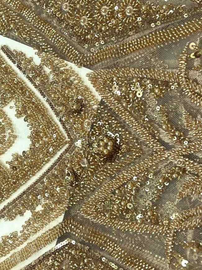 5 Yards Beaded Lace Material Fabric For Dresses