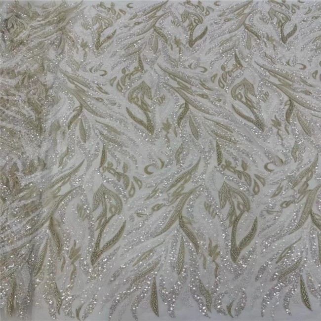 5 Yards Luxury Heavy Beaded Lace Material Fabric