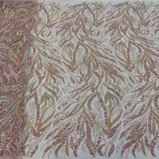 5 Yards Luxury Heavy Beaded Lace Material Fabric