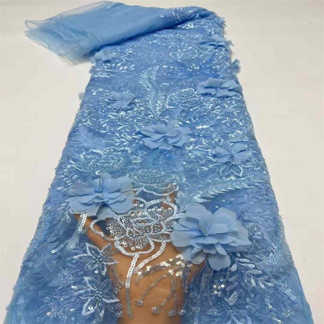 5 Yards Beaded Embroidered 3D Floral Lace Material Fabric For Dresses