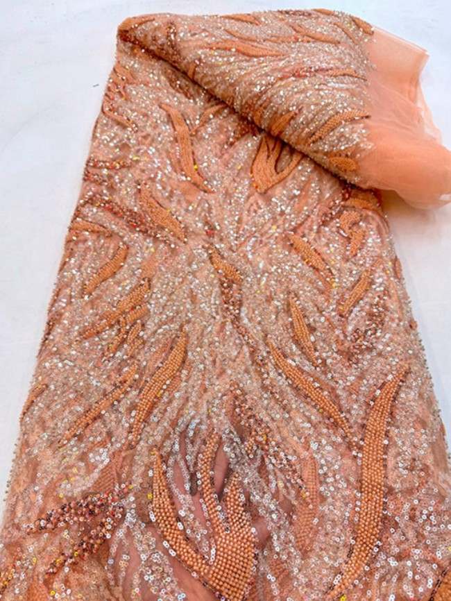5 Yards Beaded Mesh Fabric, ITM ML033