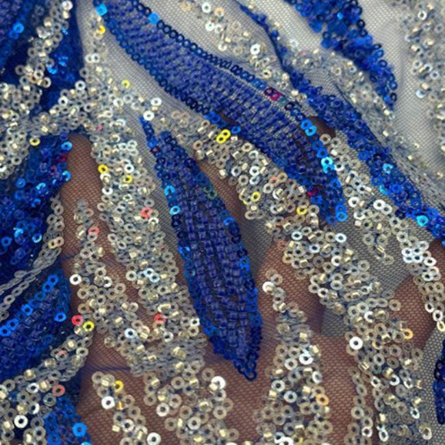 5 Yards Colorful Sequins Pearls Beaded Embroidered 3D Floral Lace Material Fabric For Dresses