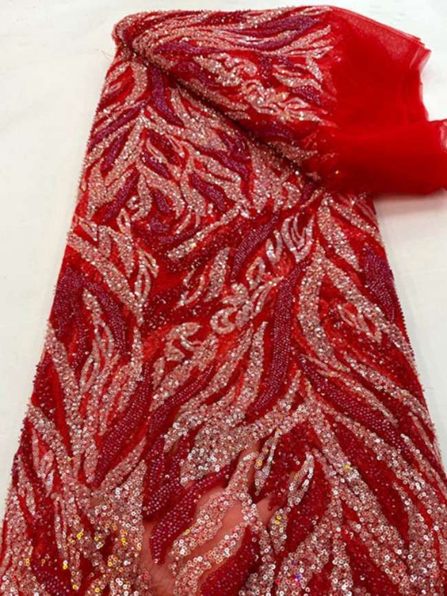 5 Yards Beaded Lace Material Fabric For Dresses ML033