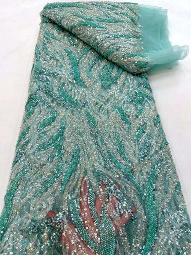 5 Yards Beaded Lace Material Fabric For Dresses ML033