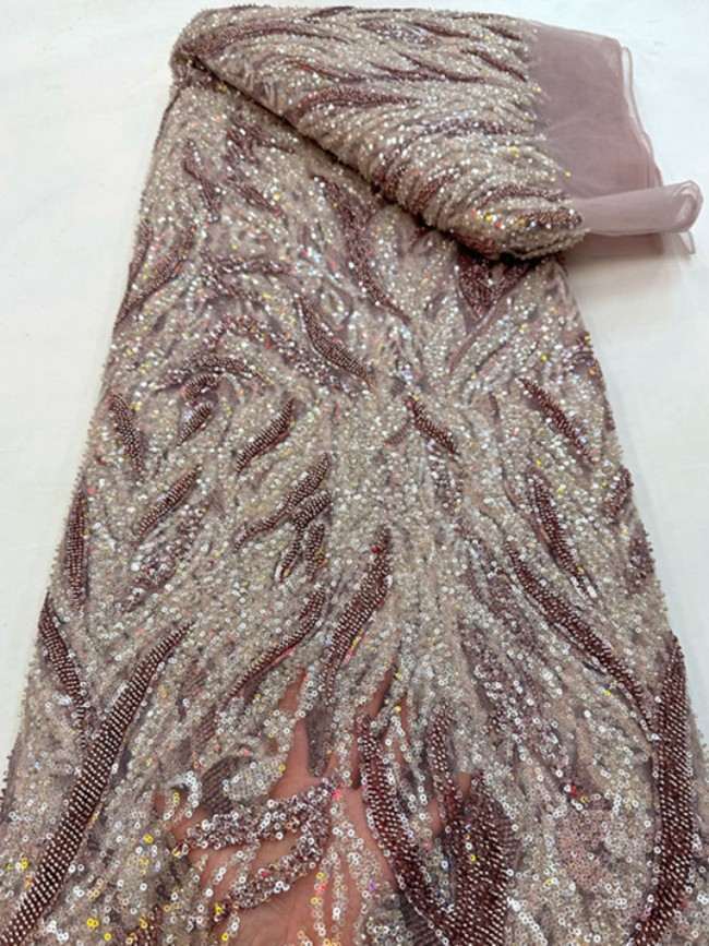 5 Yards Beaded Lace Material Fabric For Dresses ML033