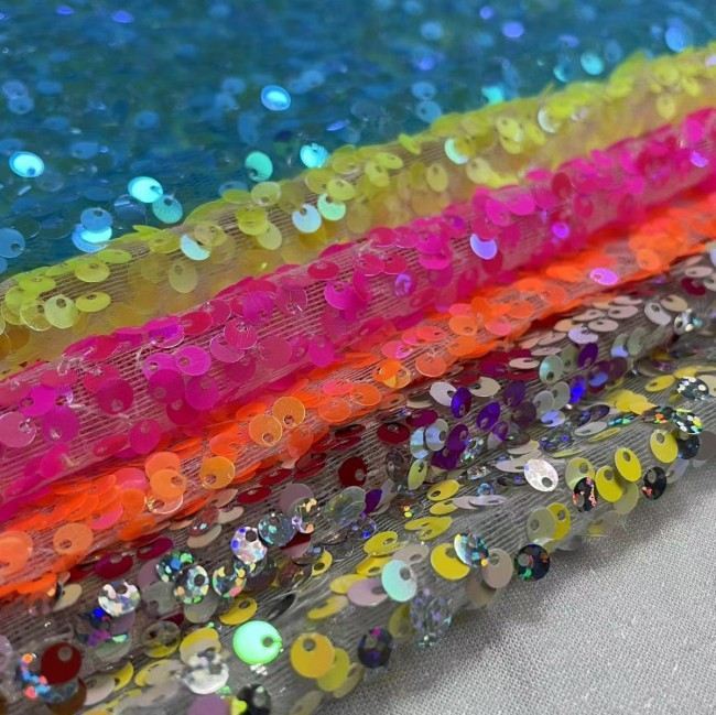 5 Yards Colorful Sequins Lace Material Fabric For Dresses ZT066