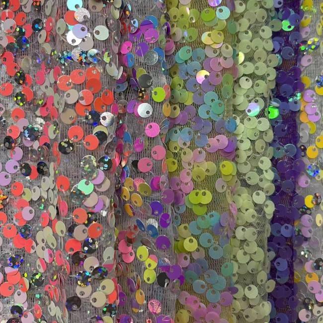 5 Yards Colorful Sequins Lace Material Fabric For Dresses ZT066