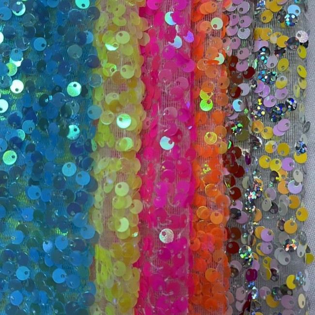 5 Yards Colorful Sequins Lace Material Fabric For Dresses ZT066