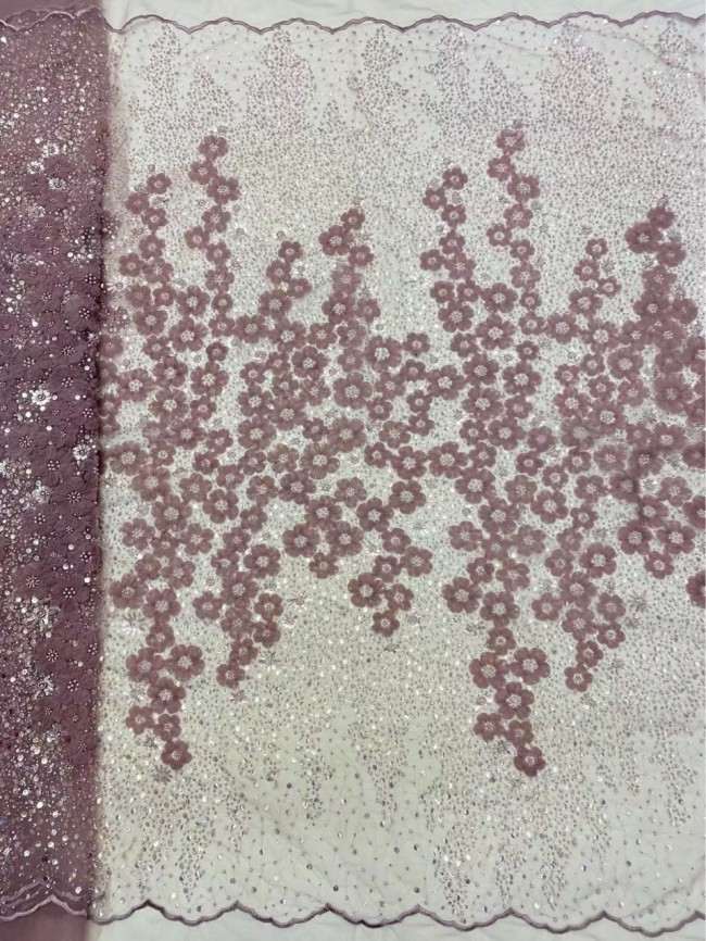 5 Yards Colorful Sequins Pearls Beaded Embroidered 3D Floral Lace Material Fabric For Dresses ZT075