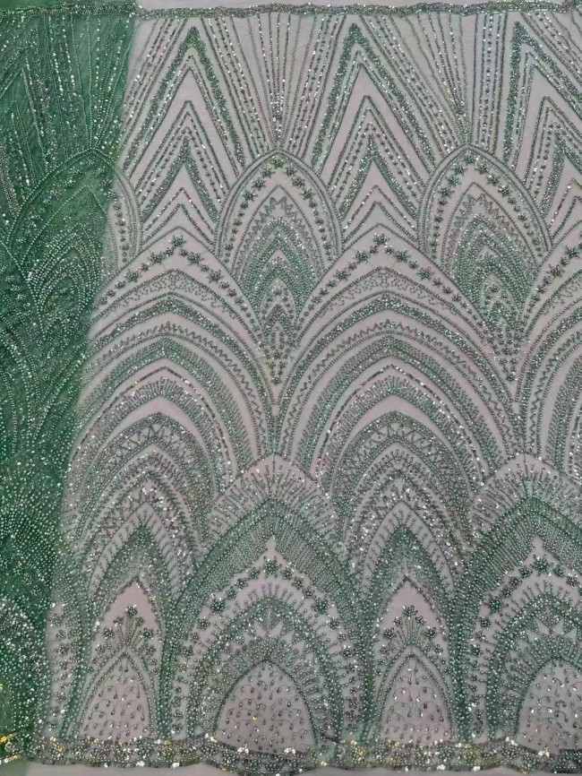 5 Yards Colorful Sequins Pearls Beaded Embroidered 3D Floral Lace Material Fabric For Dresses ZT095