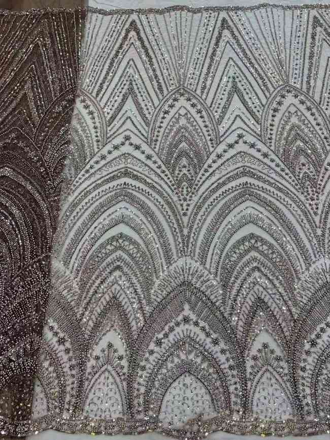 5 Yards Colorful Sequins Pearls Beaded Embroidered 3D Floral Lace Material Fabric For Dresses ZT095