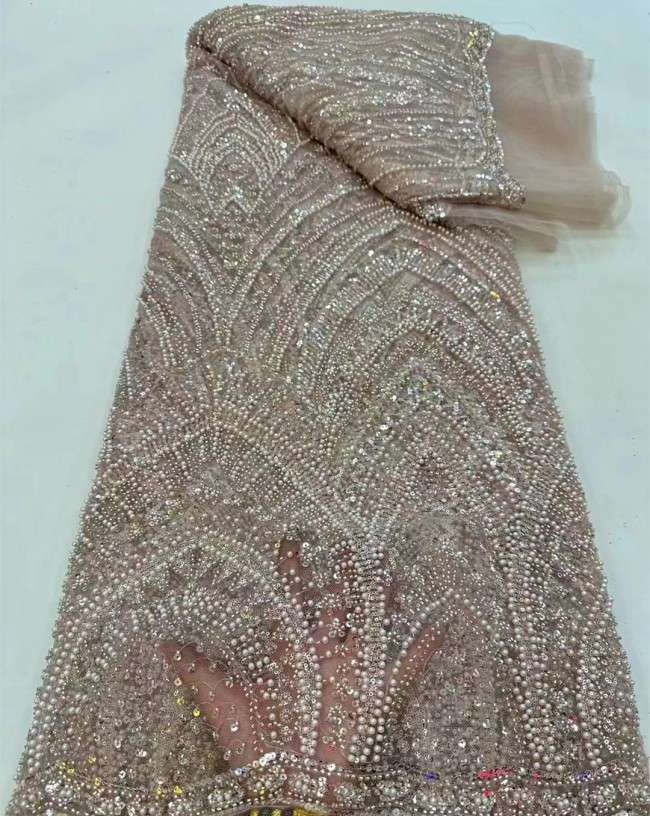 5 Yards Colorful Sequins Pearls Beaded Embroidered 3D Floral Lace Material Fabric For Dresses ZT095