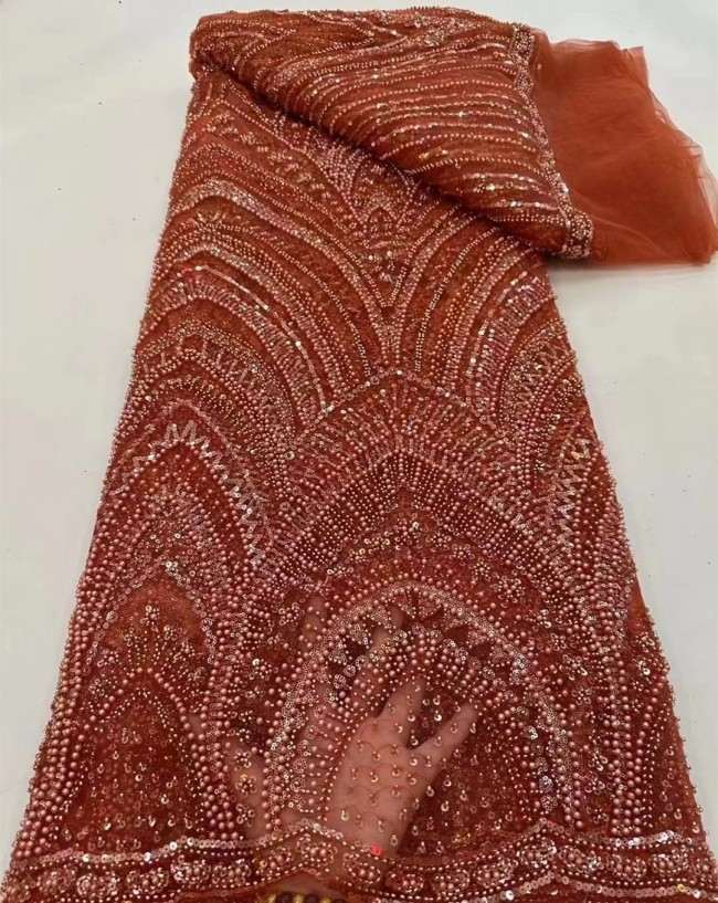 5 Yards Colorful Sequins Pearls Beaded Embroidered 3D Floral Lace Material Fabric For Dresses ZT095