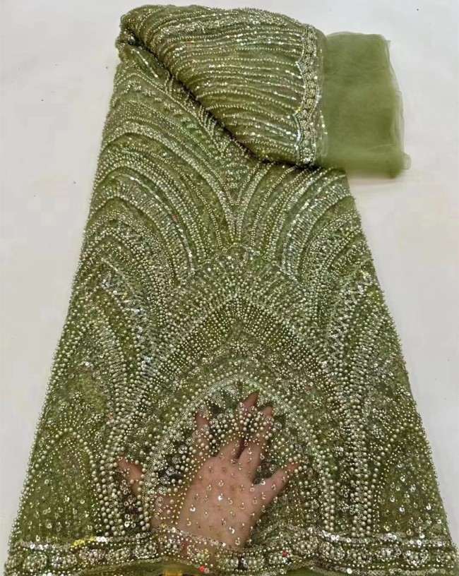 5 Yards Colorful Sequins Pearls Beaded Embroidered 3D Floral Lace Material Fabric For Dresses ZT095