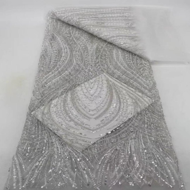 5 Yards Colorful Sequins Pearls Beaded Embroidered 3D Floral Lace Material Fabric For Dresses ZT105
