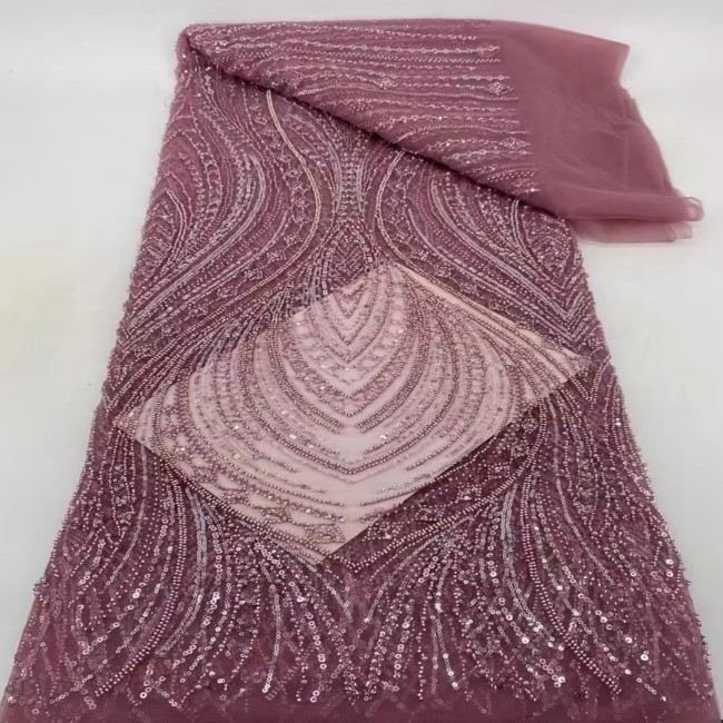 5 Yards Colorful Sequins Pearls Beaded Embroidered 3D Floral Lace Material Fabric For Dresses ZT105