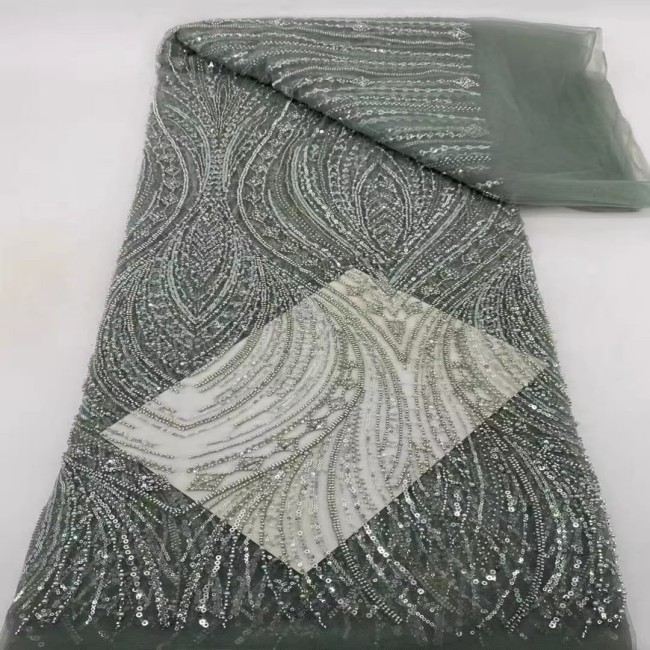 5 Yards Colorful Sequins Pearls Beaded Embroidered 3D Floral Lace Material Fabric For Dresses ZT105