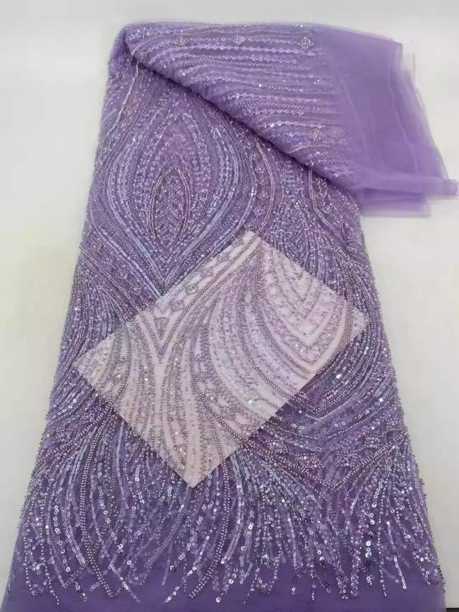 5 Yards Colorful Sequins Pearls Beaded Embroidered 3D Floral Lace Material Fabric For Dresses ZT105