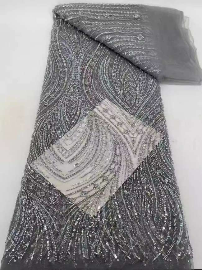 5 Yards Colorful Sequins Pearls Beaded Embroidered 3D Floral Lace Material Fabric For Dresses ZT105