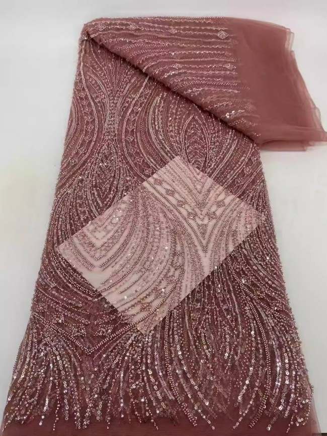 5 Yards Colorful Sequins Pearls Beaded Embroidered 3D Floral Lace Material Fabric For Dresses ZT105