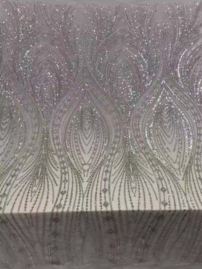 5 Yards Colorful Sequins Pearls Beaded Embroidered 3D Floral Lace Material Fabric For Dresses ZT105