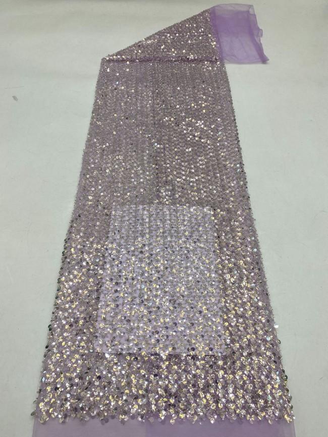 5 Yards Colorful Sequins Pearls Beaded Embroidered 3D Floral Lace Material Fabric For Dresses ZT121