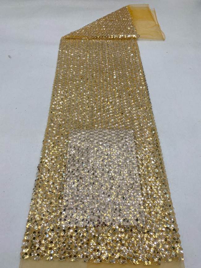 5 Yards Colorful Sequins Pearls Beaded Embroidered 3D Floral Lace Material Fabric For Dresses ZT121