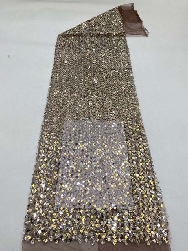 5 Yards Luxury Sequin Lace Fabric For Wedding & Evening Gowns