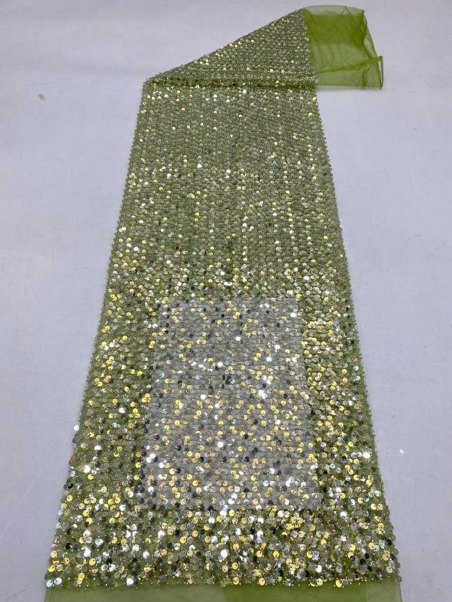 5 Yards Colorful Sequins Pearls Beaded Embroidered 3D Floral Lace Material Fabric For Dresses ZT121