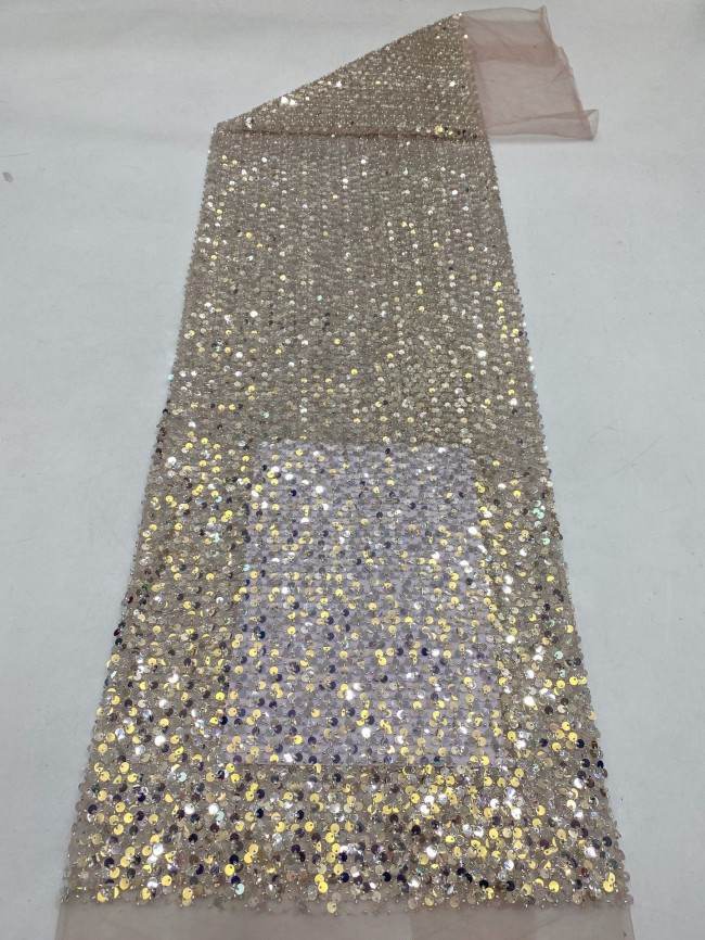 5 Yards Colorful Sequins Pearls Beaded Embroidered 3D Floral Lace Material Fabric For Dresses ZT121