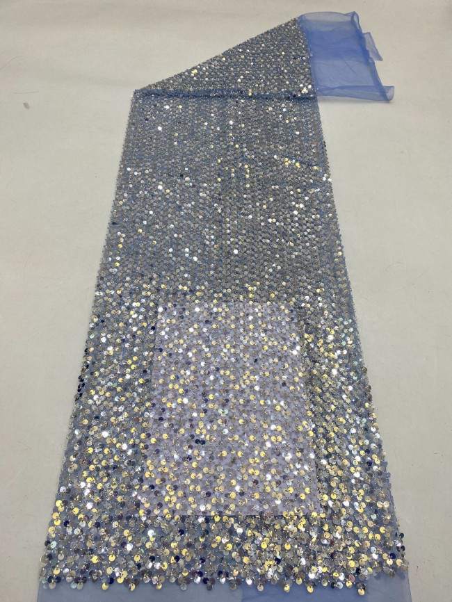 5 Yards Colorful Sequins Pearls Beaded Embroidered 3D Floral Lace Material Fabric For Dresses ZT121