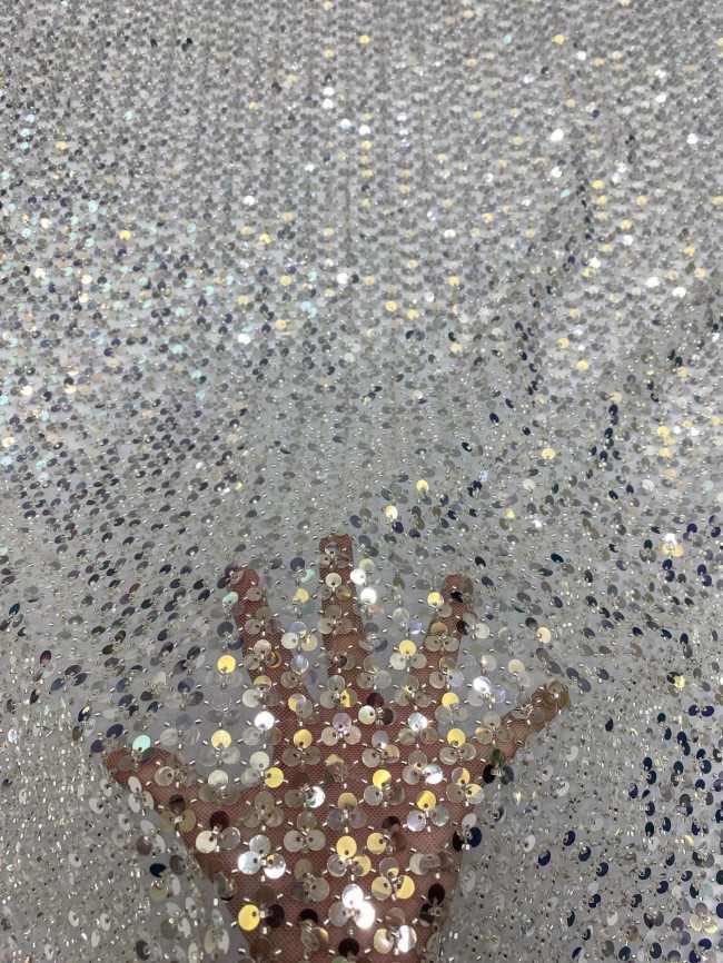 5 Yards Sequins Beaded Lace Material Fabric For Dresses
