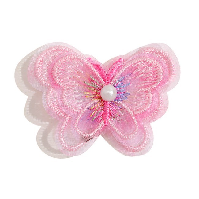 100 Pieces Pearl Beaded Embroidered 3D Butterfly Lace Applique Material For Dresses SK001