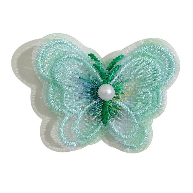 100 Pieces Pearl Beaded Embroidered 3D Butterfly Lace Applique Material For Dresses SK001