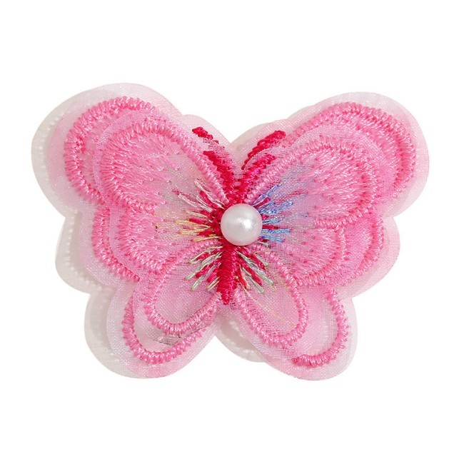 100 Pieces Pearl Beaded Embroidered 3D Butterfly Lace Applique Material For Dresses SK001
