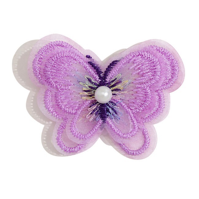 100 Pieces Pearl Beaded Embroidered 3D Butterfly Lace Applique Material For Dresses