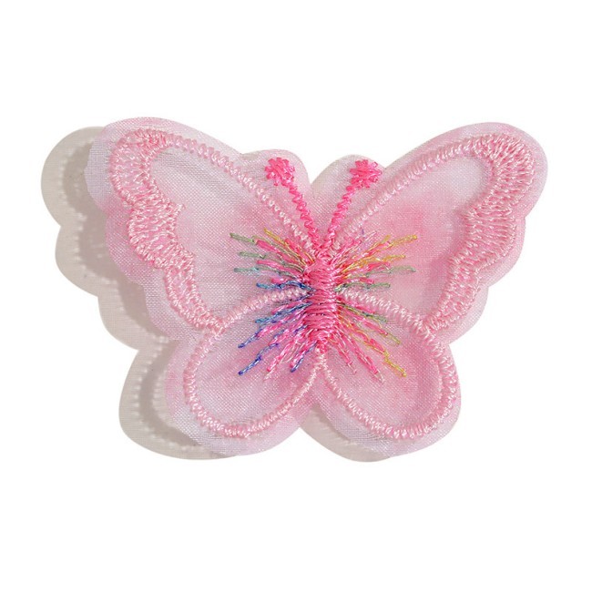 100 Pieces Pearl Beaded Embroidered 3D Butterfly Lace Applique Material For Dresses SK002