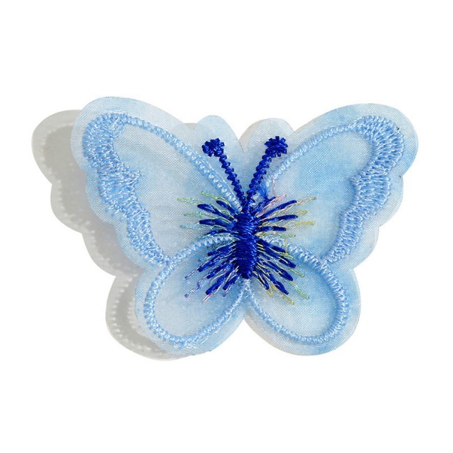 100 Pieces Pearl Beaded Embroidered 3D Butterfly Lace Applique Material For Dresses SK002