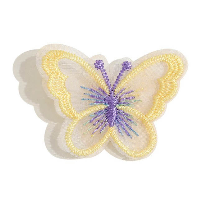 100 Pieces Pearl Beaded Embroidered 3D Butterfly Lace Applique Material For Dresses SK002
