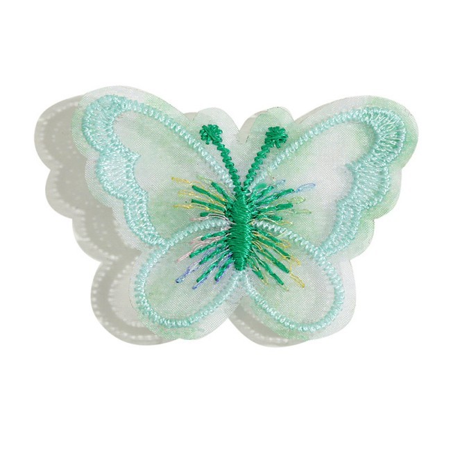100 Pieces Pearl Beaded Embroidered 3D Butterfly Lace Applique Material For Dresses SK002